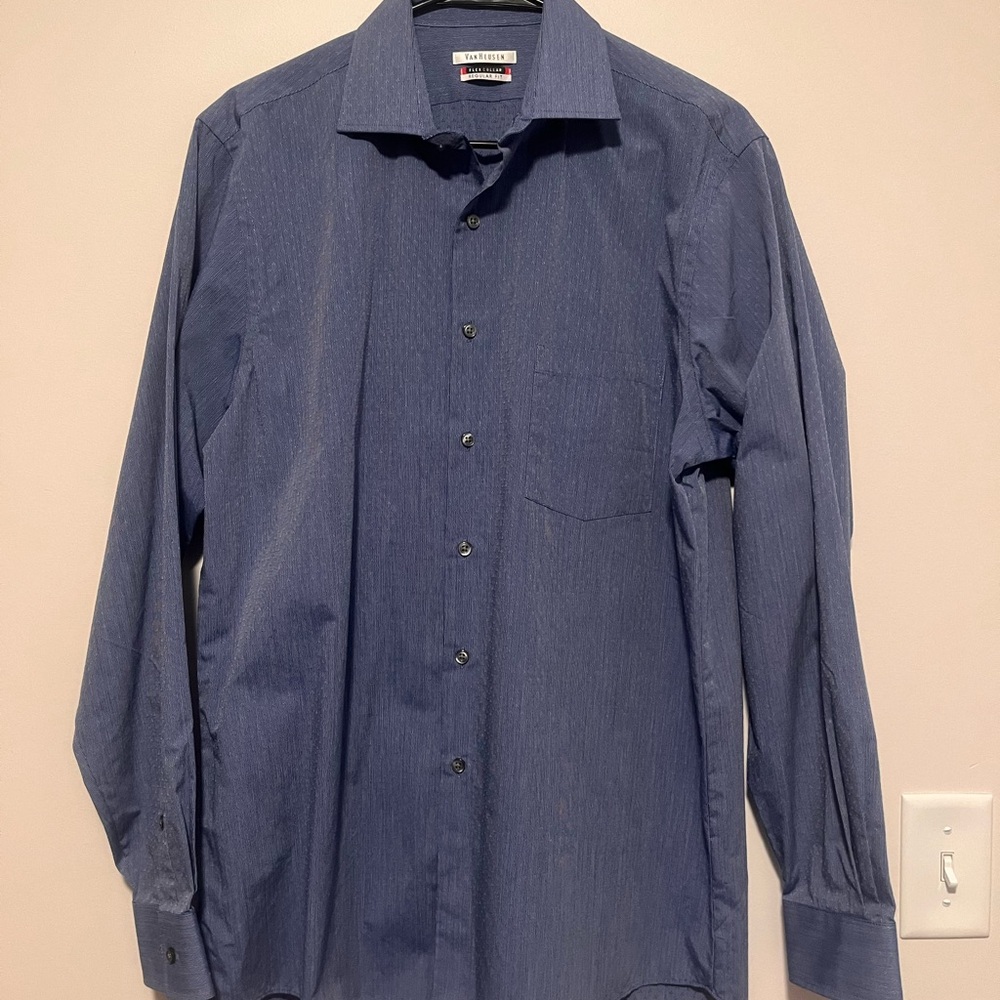 Van Heusen Classic Navy Dress Shirt Sz. 34/35 & 15.5 Neck